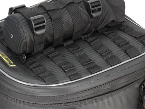 Photo of RG-1060 Trails End Fuel Bottle Holder attached to tail bag via MOLLE